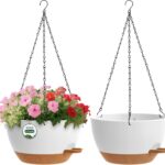 Self-Watering Hanging Flower Pots, Set of 3, with Iron Chains