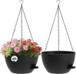 Self-Watering Hanging Flower Pots, Set of 3, with Iron Chains