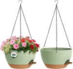Self-Watering Hanging Flower Pots, Set of 3, with Iron Chains