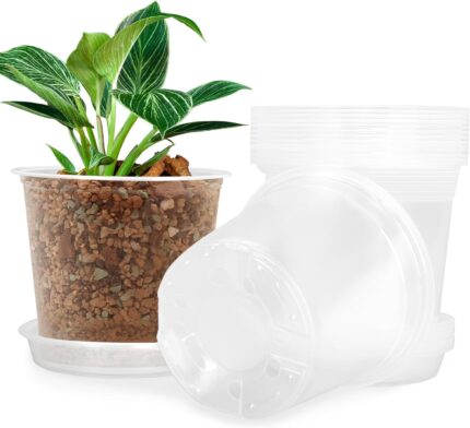 Plastic Plant Pots with Saucers